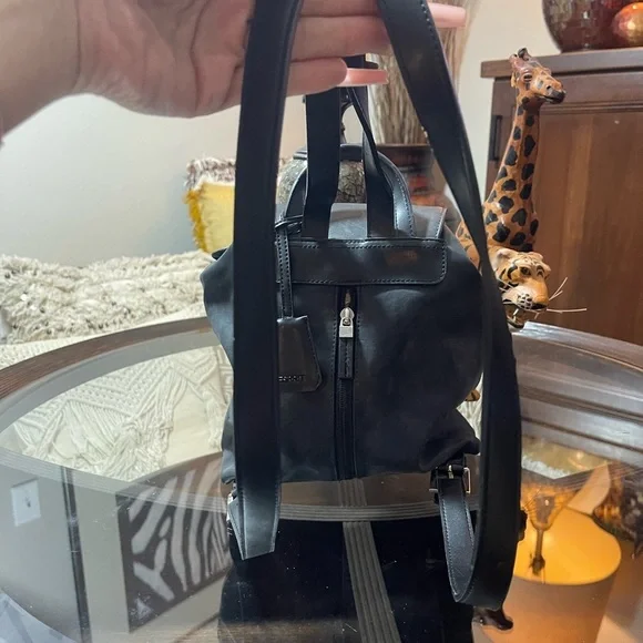 Vintage Esprit Black Backpack 90s faux leather purse Y2K boho - Picture 7 of 10